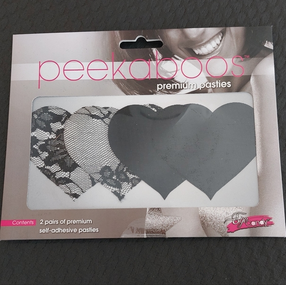 Peekaboo Pasties - 2 pairs black and lace pattern - Picture 1 of 2